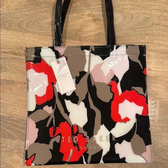NWT Ted Baker London Women's Floral Tote Bag - Black, Red, White - Picture 2 of 10